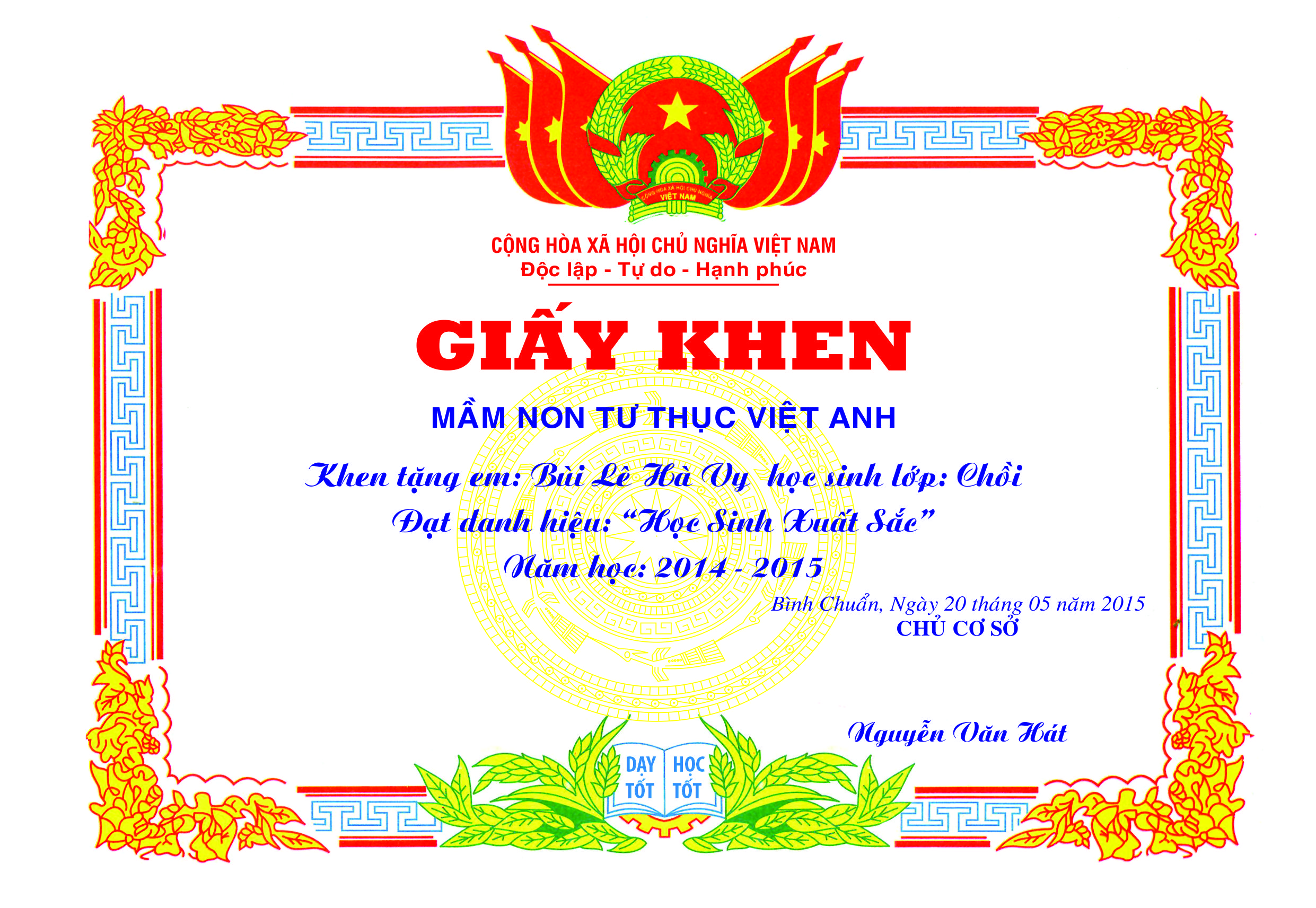 In giấy khen giá rẻ Bình Dương