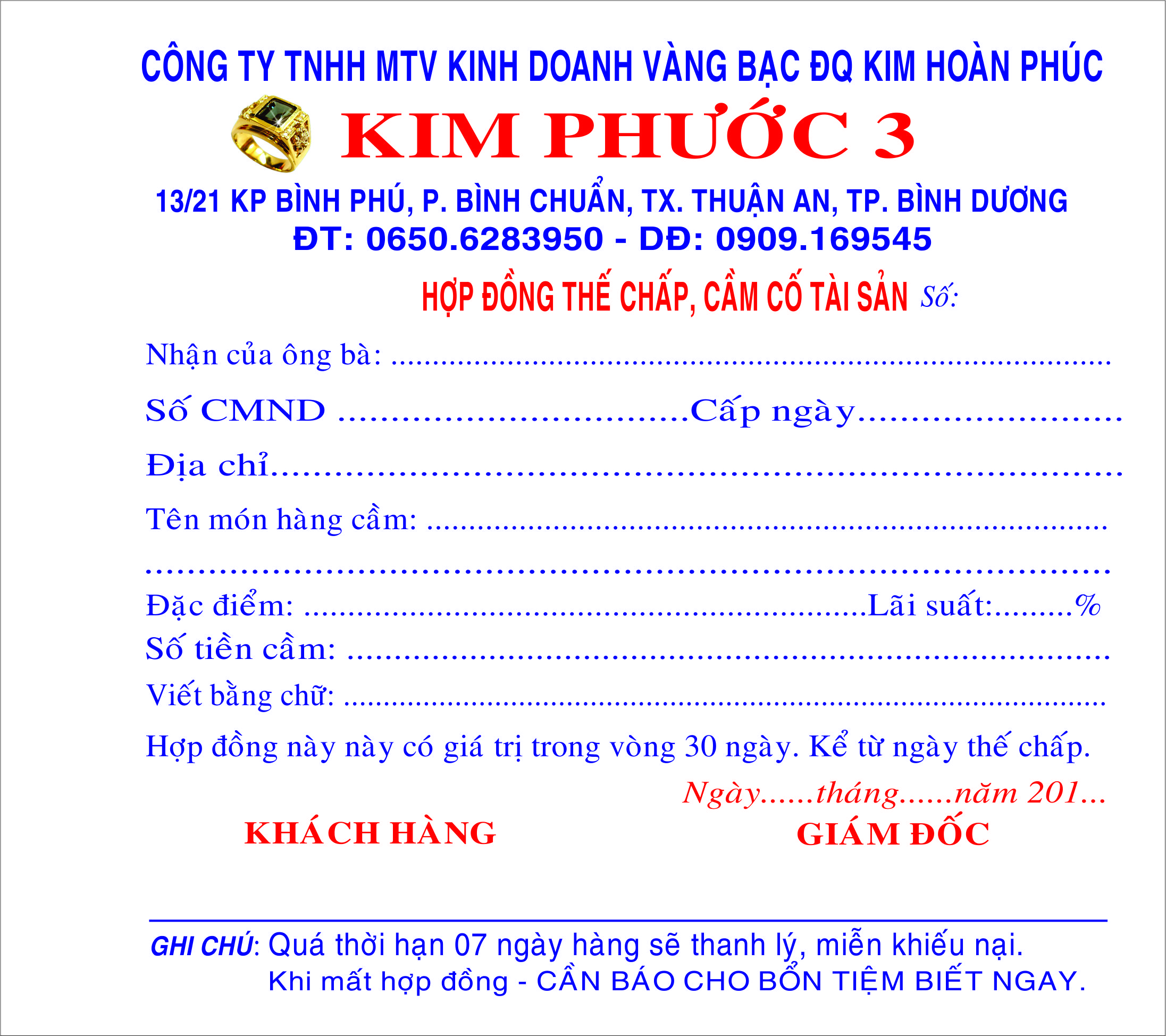 Họp đồng cầm đồ