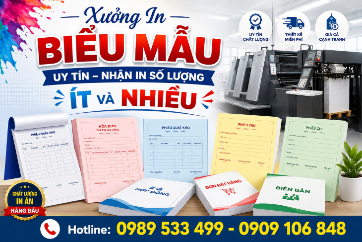 Xưởng In Biểu Mẫu Uy Tín – Nhận In Số Lượng Ít Và Nhiều