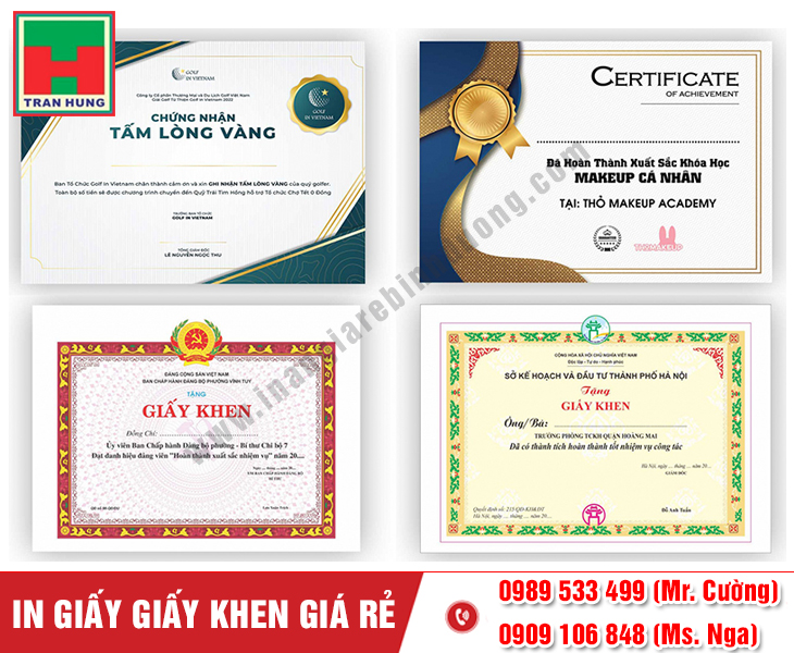 In Giấy Khen Lấy Nhanh Theo Yêu Cầu – Đẹp, Uy Tín, Giá Tốt