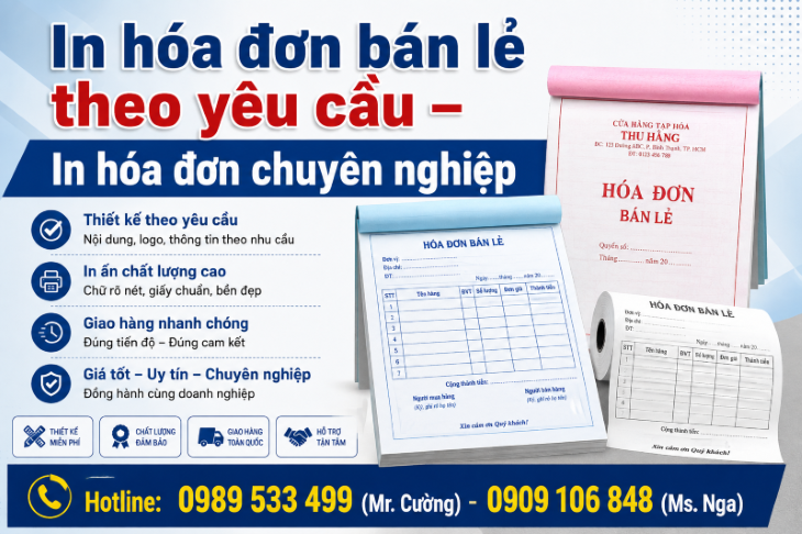  In hóa đơn bán lẻ theo yêu cầu – In hóa đơn chuyên nghiệp