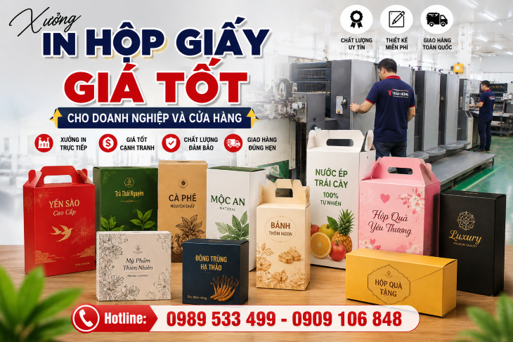 Xưởng in hộp giấy giá tốt cho doanh nghiệp và cửa hàng