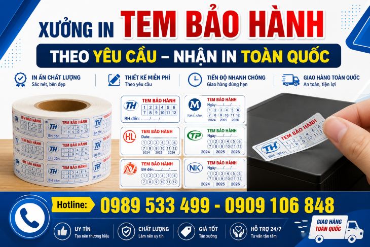 Xưởng In Tem Bảo Hành Theo Yêu Cầu – Nhận In Toàn Quốc