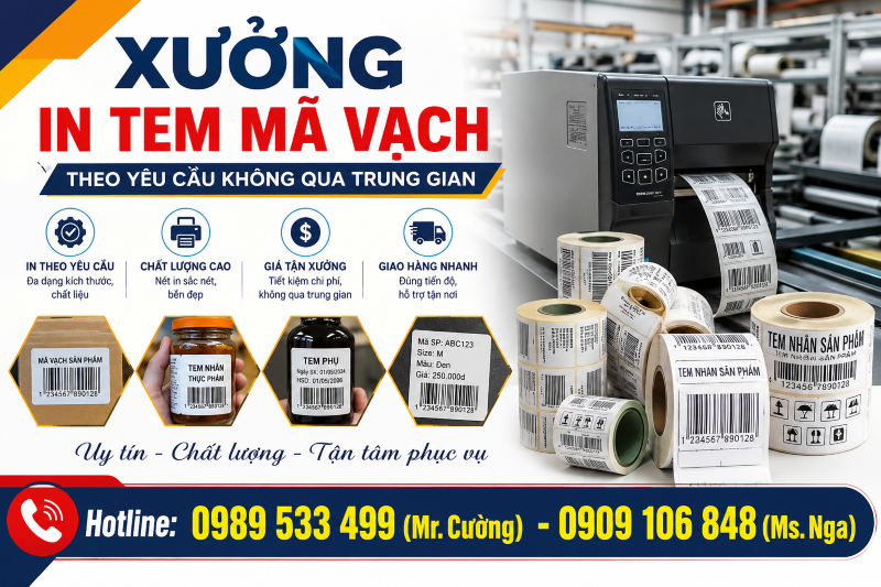 Xưởng In Tem Mã Vạch Theo Yêu Cầu Không Qua Trung Gian