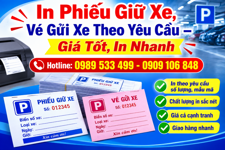 In Phiếu Giữ Xe, Vé Gửi Xe Theo Yêu Cầu – Giá Tốt, In Nhanh